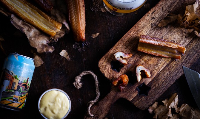 Gerookte haaienbuikjes met mierikswortel mayonaise